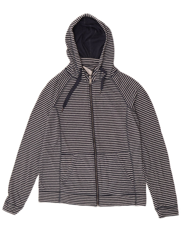 Mountain Warehouse Womens Zip Hoodie Sweater UK 14 Large Navy Blue Striped