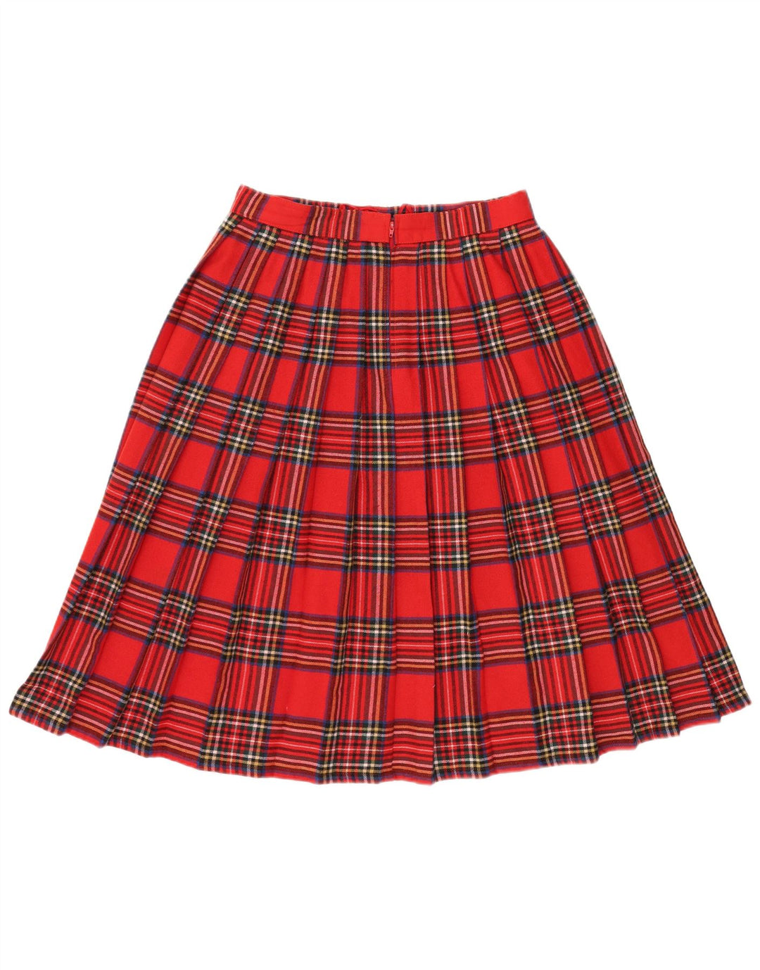 VINTAGE Womens Knife Pleated Skirt IT 44 Medium W32 Red Check Wool