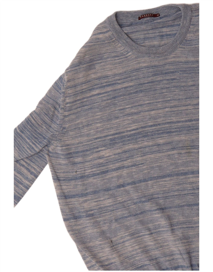 CARRERA Mens Crew Neck Jumper Sweater Medium Blue Striped Cotton