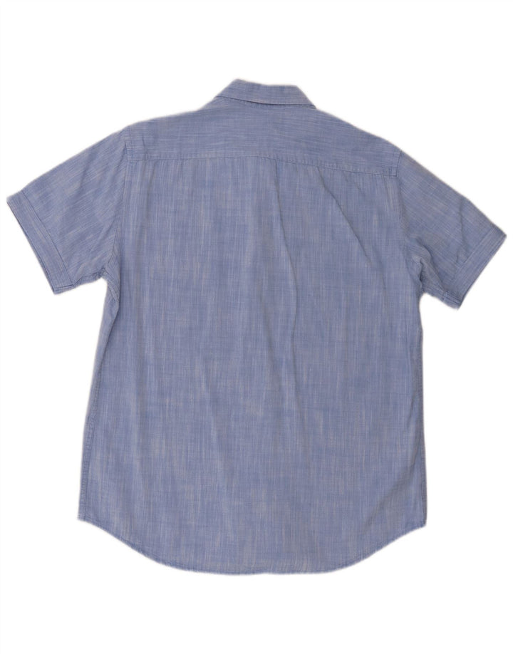 Carrera Mens Short Sleeve Shirt Large Blue Cotton