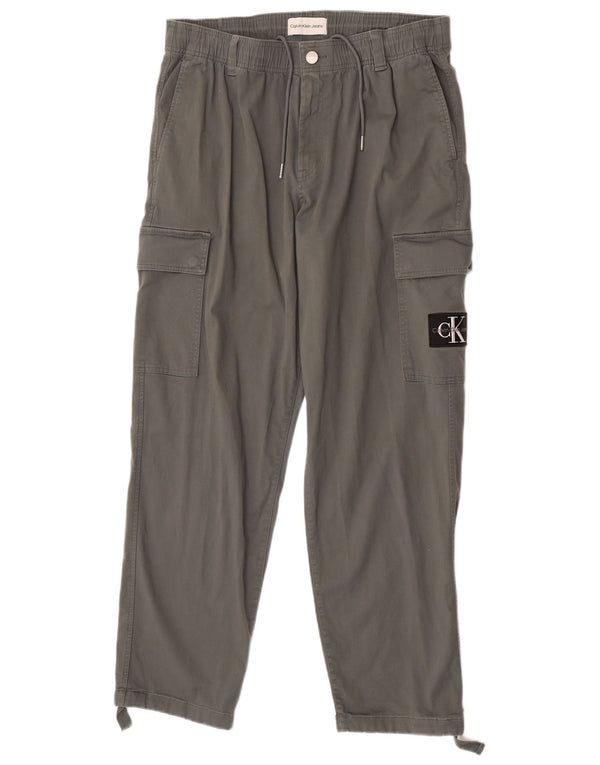 Calvin Klein Mens Pegged Cargo Trousers W34 L32 Grey Cotton