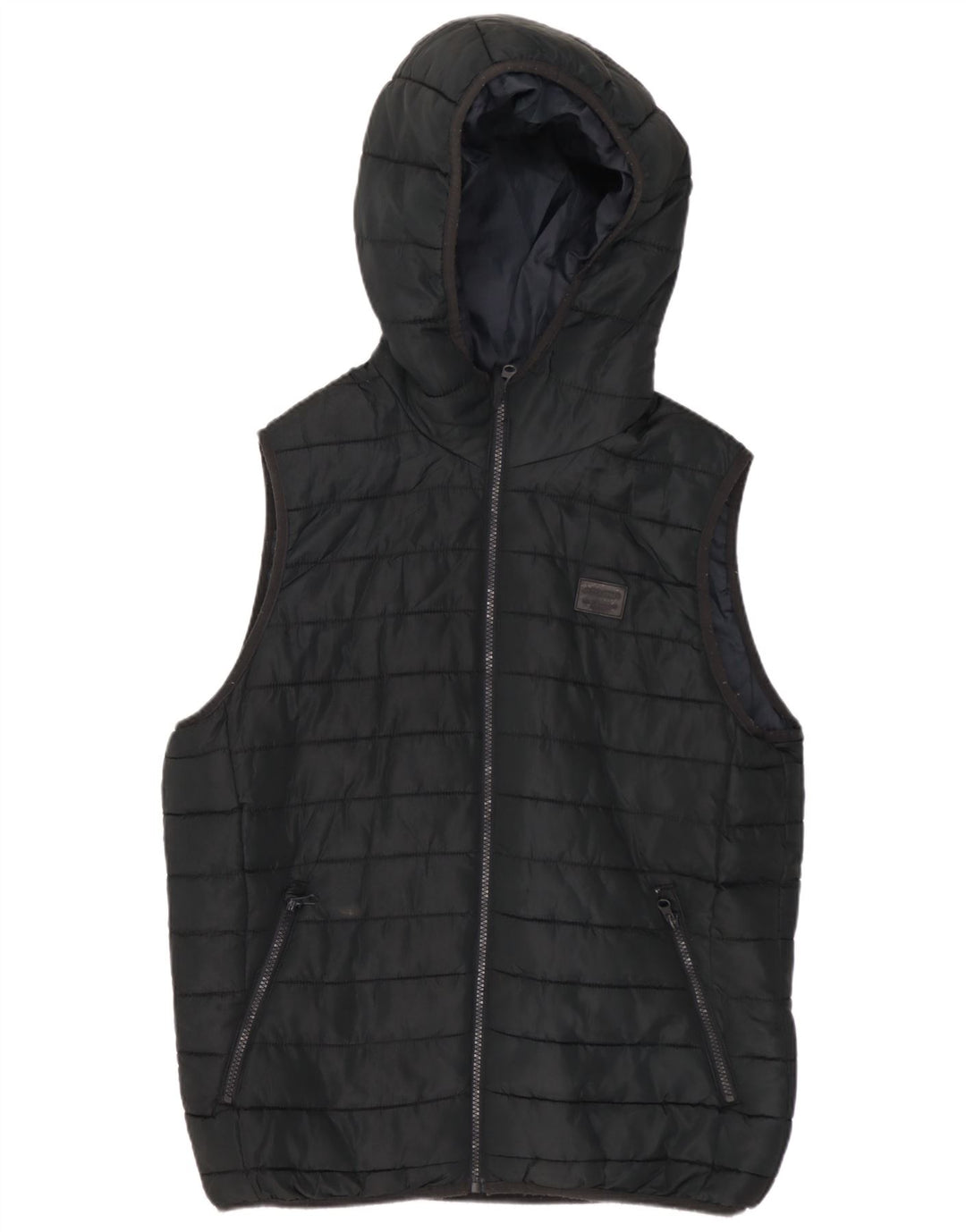 Jack & Jones Mens Hooded Padded Gilet UK 36 Small Black Polyester