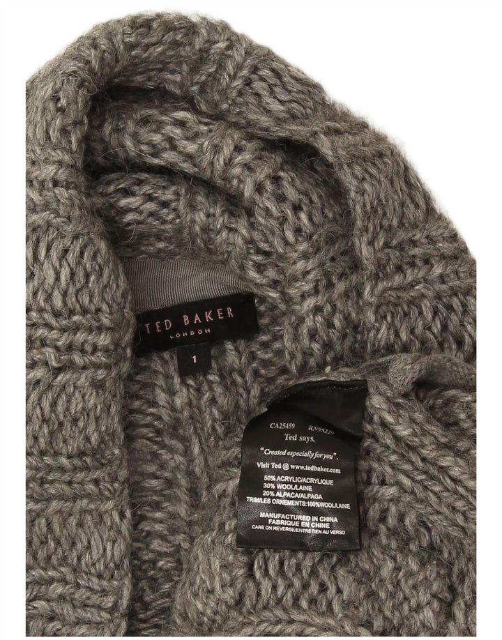 Ted Baker Womens Oversized Cardigan Sweater Size 1 XS Grey Acrylic