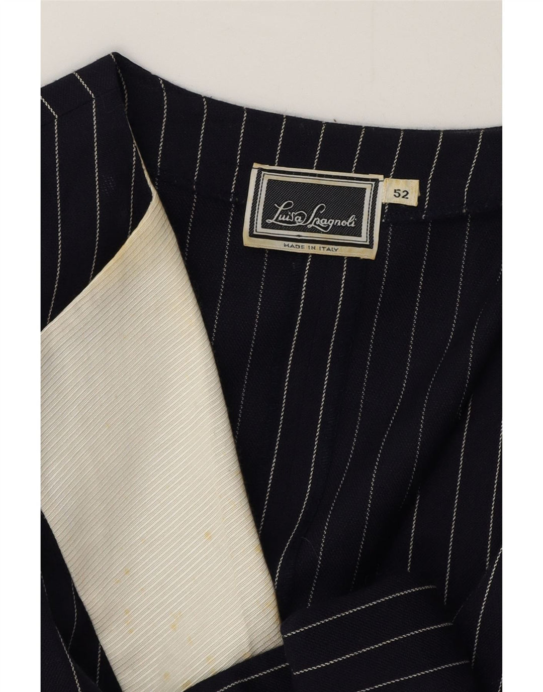 Luisa Spagnoli Womens Blazer Jacket IT 52 2XL Navy Blue Pinstripe