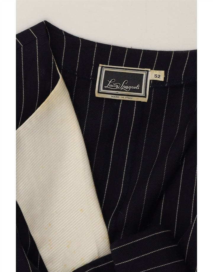 Luisa Spagnoli Womens Blazer Jacket IT 52 2XL Navy Blue Pinstripe