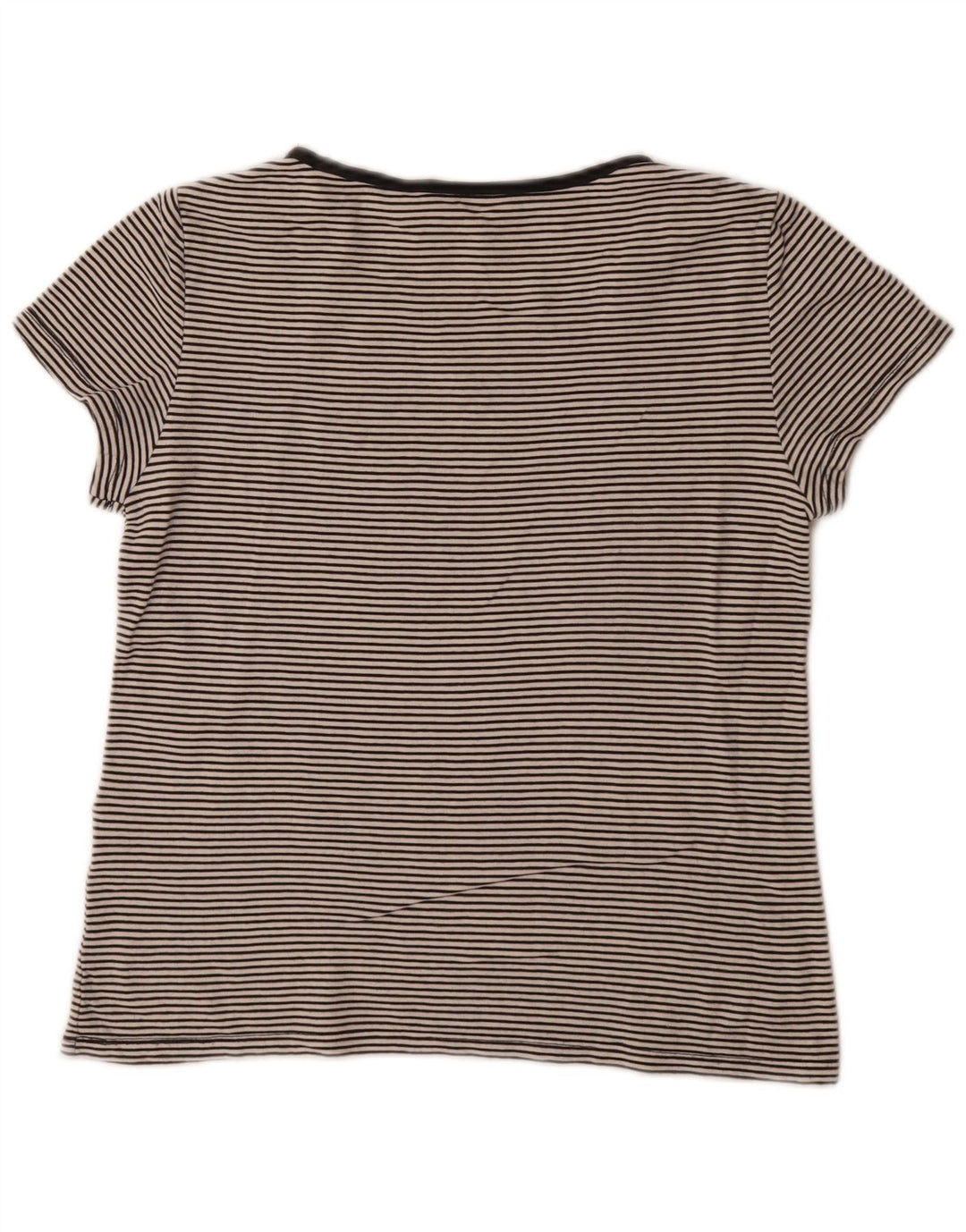 Levi's Womens Crop T-Shirt Top UK 14 Large Black Pinstripe