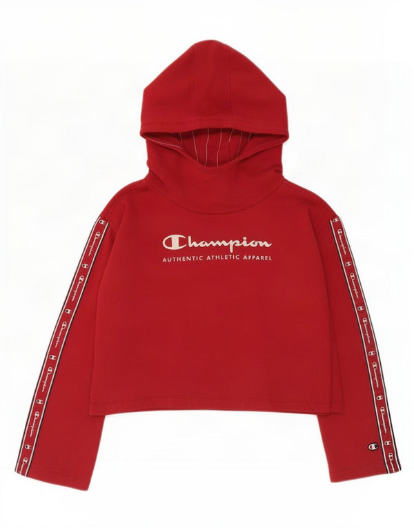 Champion Womens Crop Graphic Sweatshirt Jumper UK 14 Medium Red