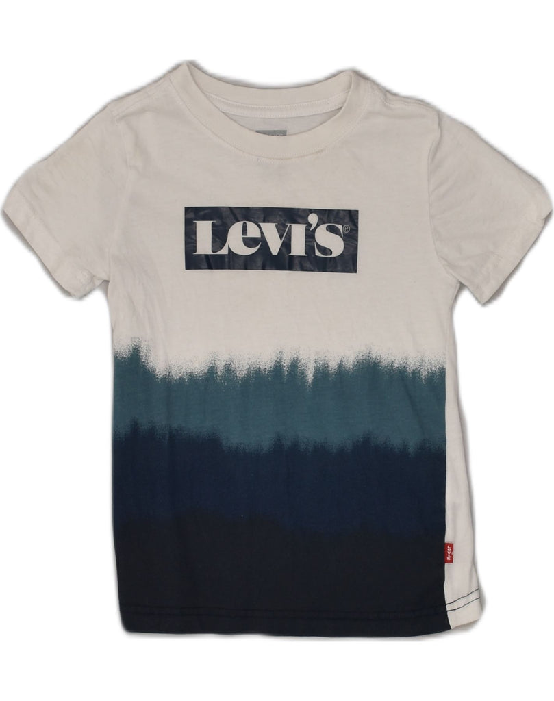 LEVI'S Boys Graphic T-Shirt Top 3-4 Years White Colourblock Cotton | Vintage Levi's | Thrift | Second-Hand Levi's | Used Clothing | Messina Hembry 