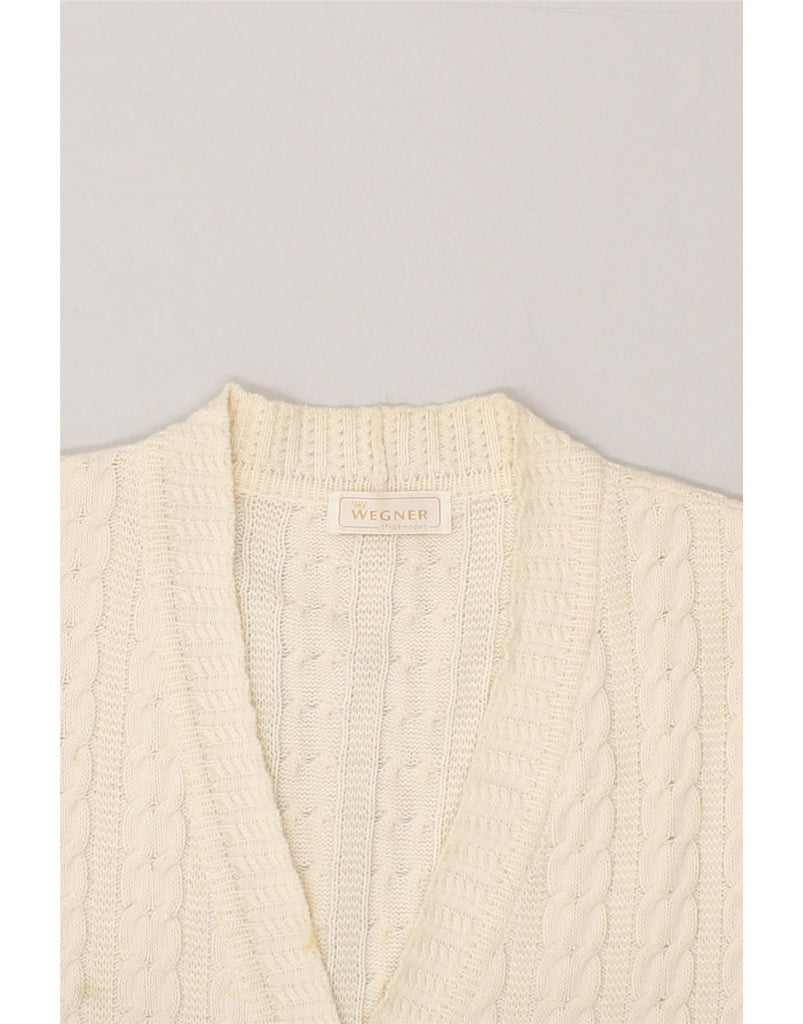 WEGENER Womens Sleeveless Cardigan Sweater UK 16 Large White Merino Wool Vintage Wegener and Second-Hand Wegener from Messina Hembry 