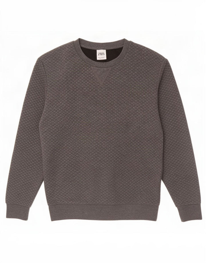Zara Mens Sweatshirt Jumper Medium Grey Cotton
