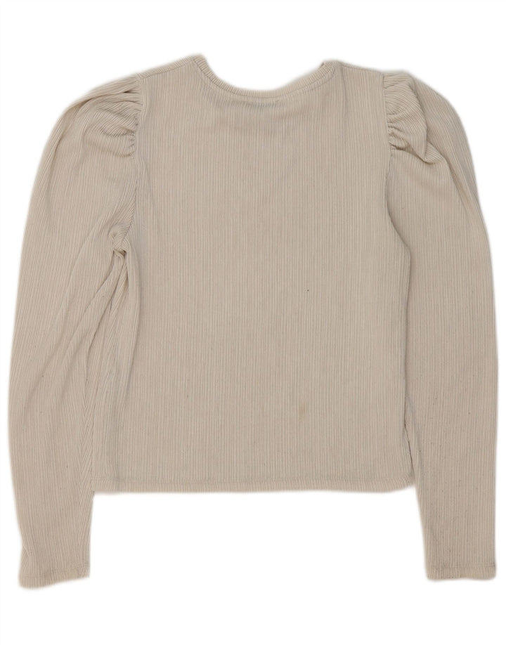 Zara Womens Top Long Sleeve UK 12 Medium Beige Polyester