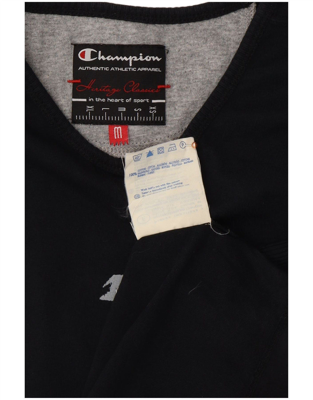 CHAMPION Womens Heritage Classics T-Shirt Top UK 12 Medium Black Cotton