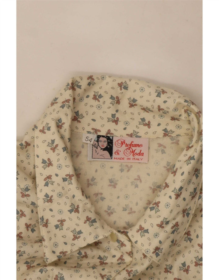 Vintage Womens Shirt IT 54 3XL Off White Floral