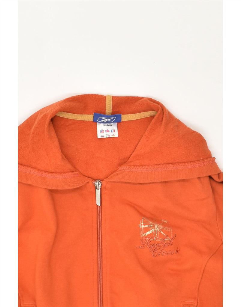 REEBOK Womens Zip Hoodie Sweater UK 12 Medium Orange Cotton | Vintage Reebok | Thrift | Second-Hand Reebok | Used Clothing | Messina Hembry 