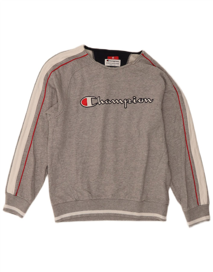 Champion Womens Graphic Sweatshirt Jumper UK 14 Medium Grey Colourblock
