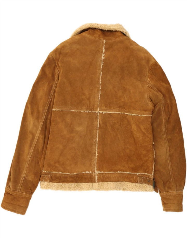 J.J.Scott Mens Sherpa Suede Jacket EU 50 Large Brown Leather