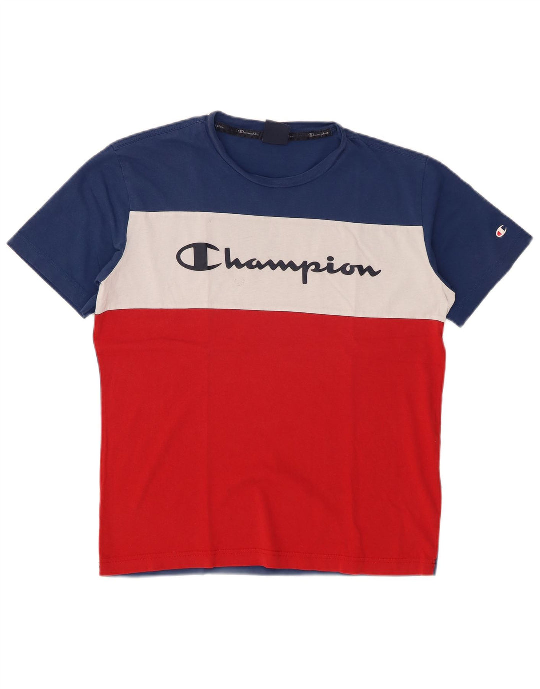 Champion Mens Graphic T-Shirt Top Medium Multicoloured Colourblock Cotton