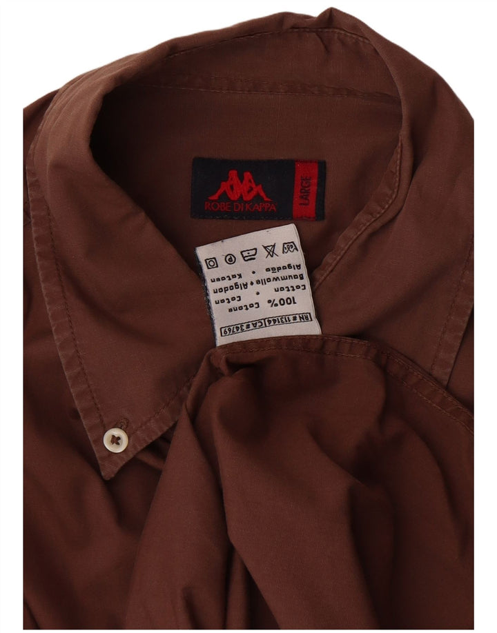 Kappa Mens Shirt Large Brown Cotton