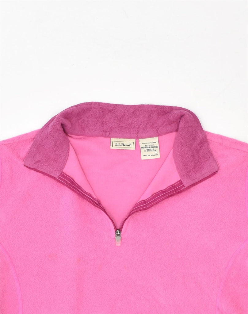 L.L.BEAN Girls Zip Neck Fleece Jumper 10-11 Years Medium Pink Polyester | Vintage L.L.Bean | Thrift | Second-Hand L.L.Bean | Used Clothing | Messina Hembry 