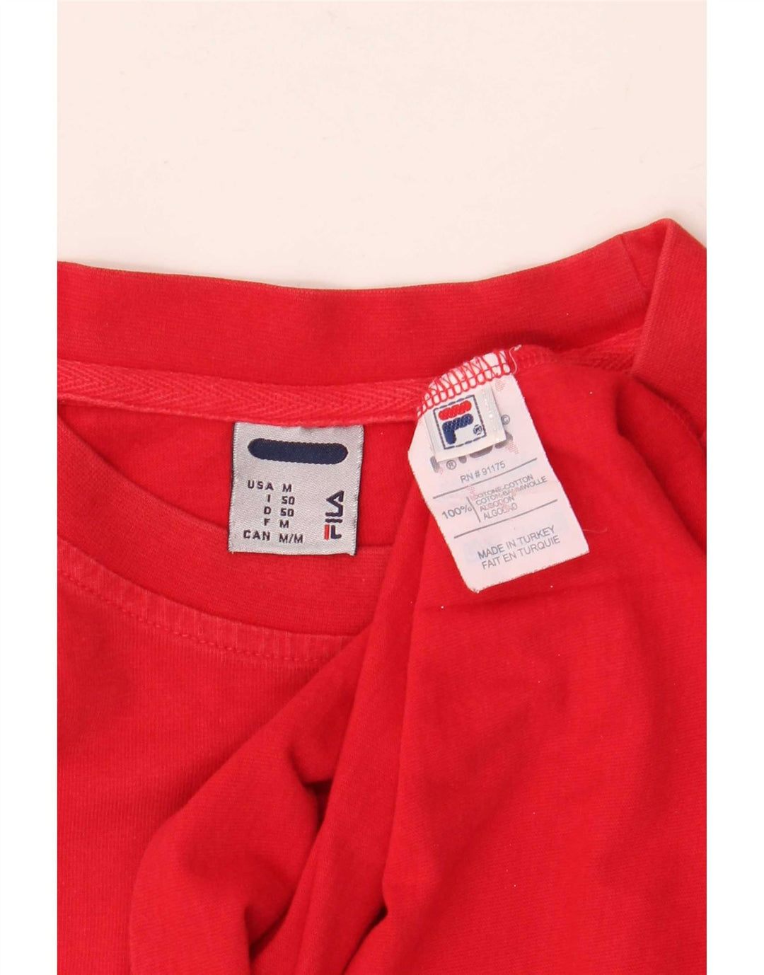 Fila Mens Graphic T-Shirt Top IT 50 Medium Red Cotton