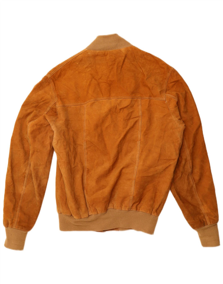 VINTAGE Mens Suede Bomber Jacket UK 40 Large Beige