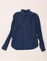 TIMBERLAND Mens Slim Fit Shirt Medium Navy Blue Linen