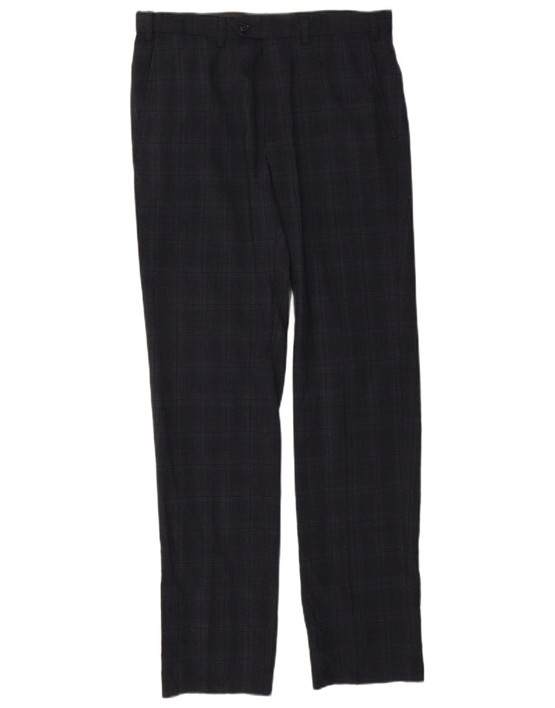 Marks & Spencer Mens Tailored Fit Suit Trousers W32 L33 Navy Blue Check