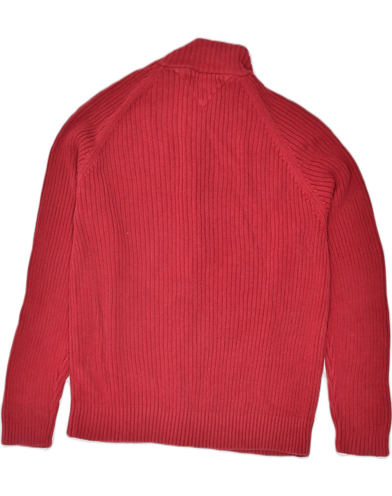 TOMMY HILFIGER Mens Full Zip Cardigan Sweater Large Red Cotton | Vintage Tommy Hilfiger | Thrift | Second-Hand Tommy Hilfiger | Used Clothing | Messina Hembry 