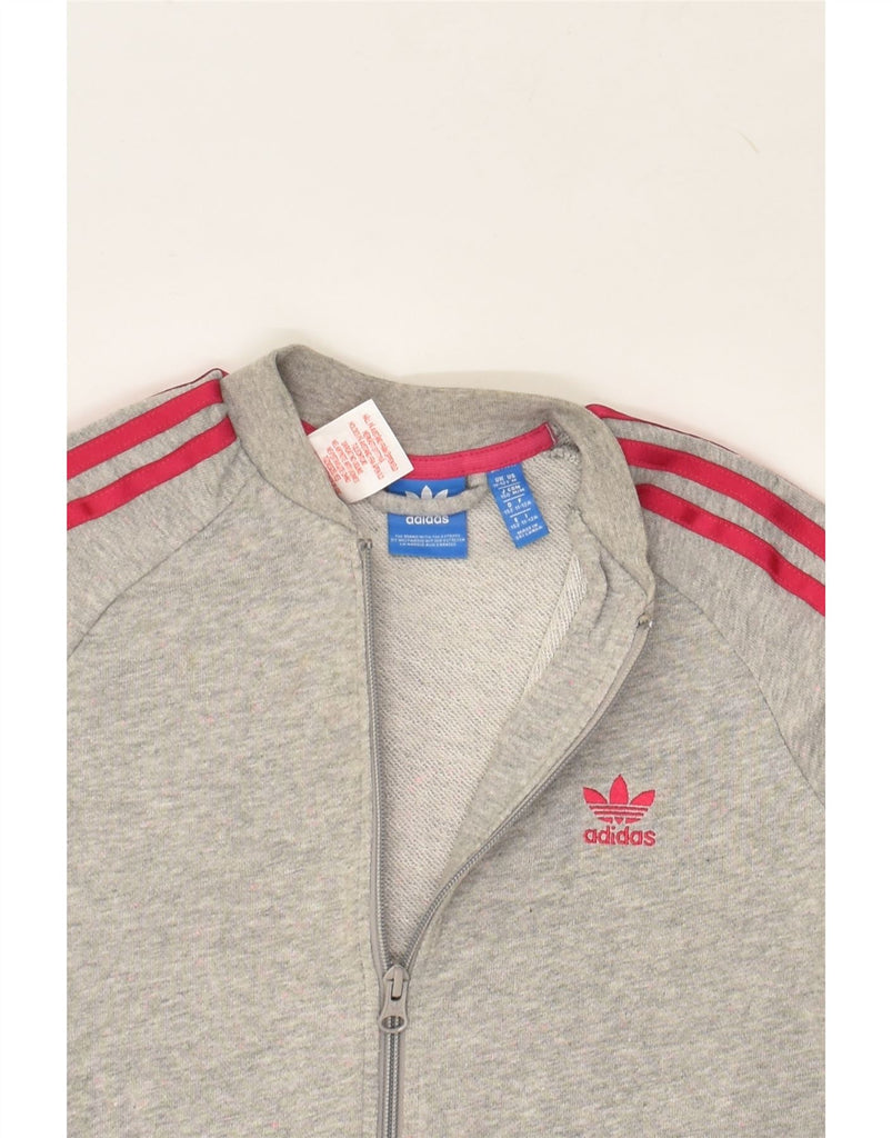 ADIDAS Girls Graphic Tracksuit Top Jacket 11-12 Years Grey Cotton | Vintage Adidas | Thrift | Second-Hand Adidas | Used Clothing | Messina Hembry 