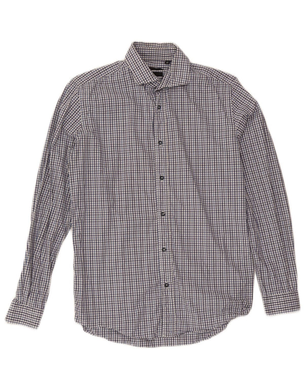 Liu Jo Mens Slim Fit Shirt Size 39 15 1/2 Medium Navy Blue Check