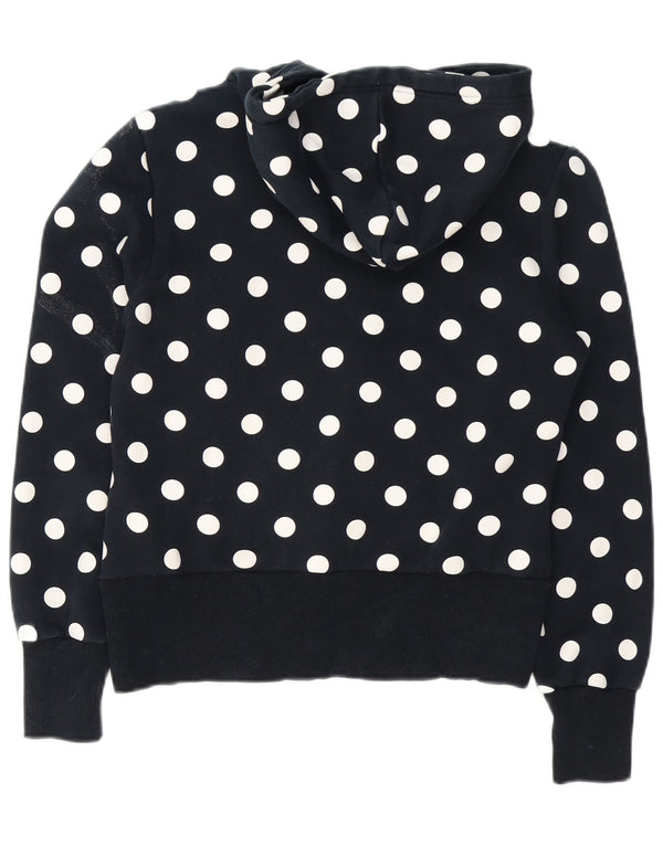 Adidas Womens Graphic Hoodie Jumper IT 44 Medium Navy Blue Polka Dot Cotton