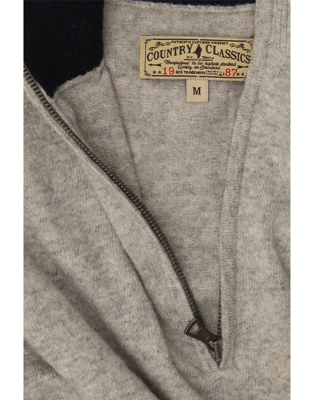 Marlboro Classics Mens Zip Neck Jumper Sweater Medium Grey Flecked