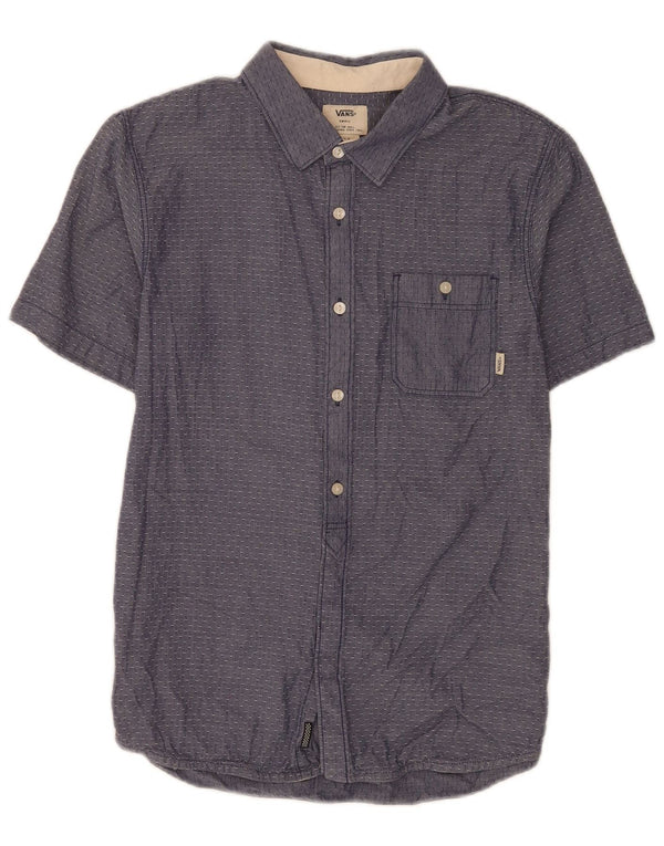 Vans Mens Short Sleeve Regular Fit Shirt Small Blue Spotted Cotton