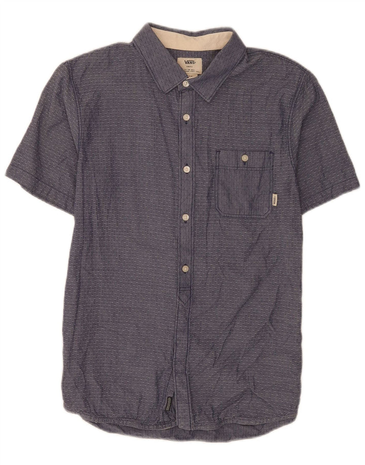 Vans Mens Short Sleeve Regular Fit Shirt Small Blue Spotted Cotton