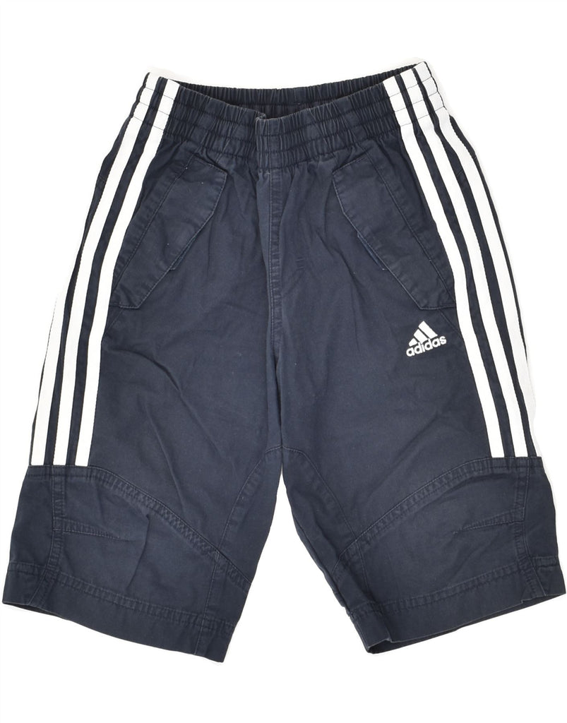 ADIDAS Boys Cargo Shorts 7-8 Years W24  Navy Blue Cotton | Vintage Adidas | Thrift | Second-Hand Adidas | Used Clothing | Messina Hembry 