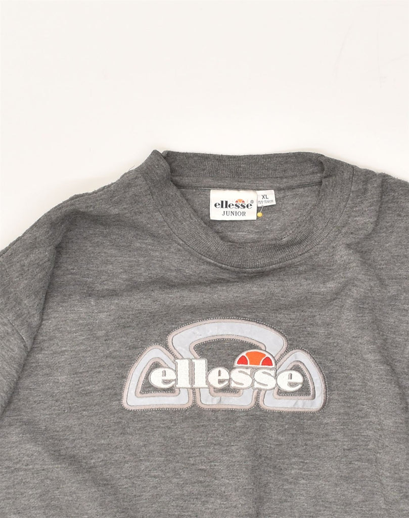 ELLESSE Boys Graphic Sweatshirt Jumper 12-13 Years XL Grey Cotton | Vintage Ellesse | Thrift | Second-Hand Ellesse | Used Clothing | Messina Hembry 