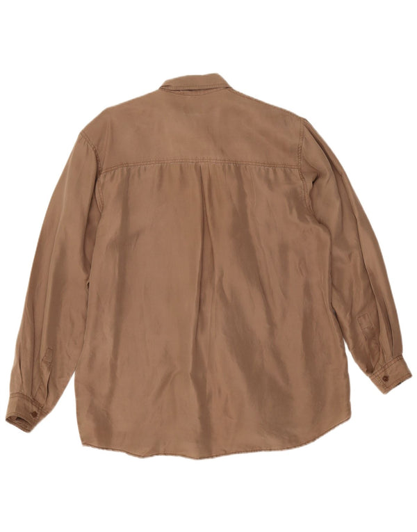 Vintage Womens Shirt Blouse UK 18 XL Beige Silk