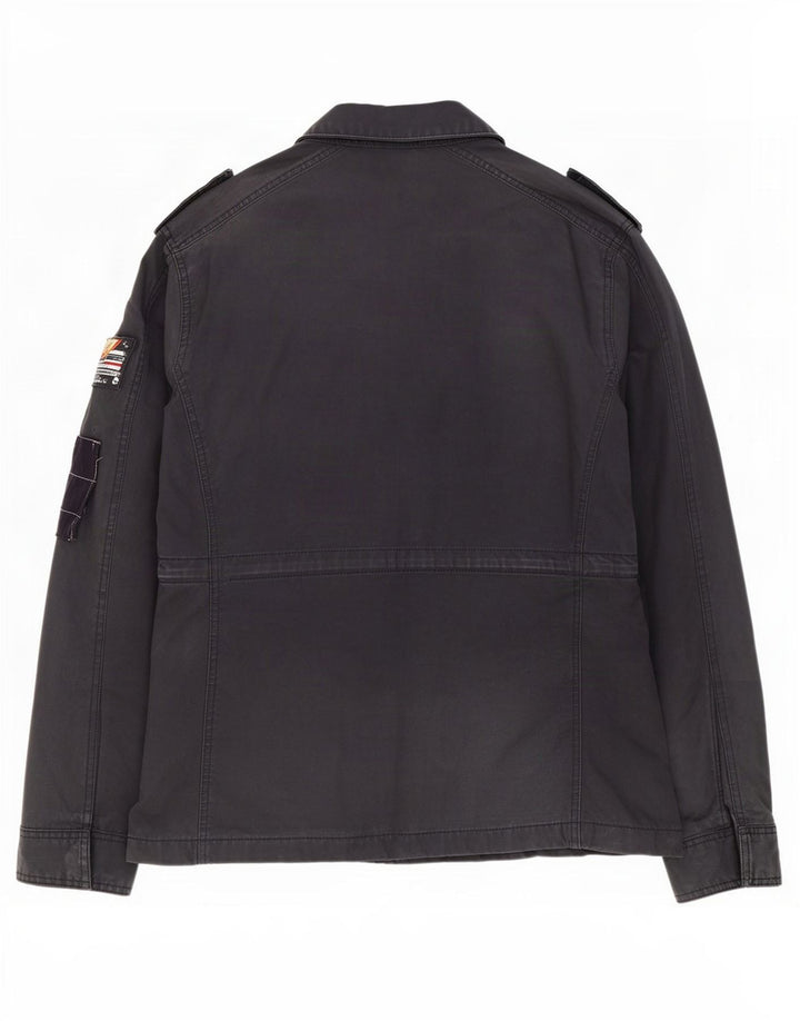 Superdry Mens Military Jacket UK 38 Medium Black Cotton
