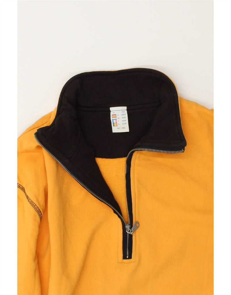 VINTAGE Womens Graphic Zip Neck Sweatshirt Jumper EU 42/44 Large Yellow Vintage Vintage and Second-Hand Vintage from Messina Hembry 