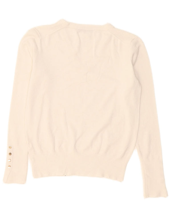 Zara Womens V-Neck Jumper Sweater UK 12 Medium White