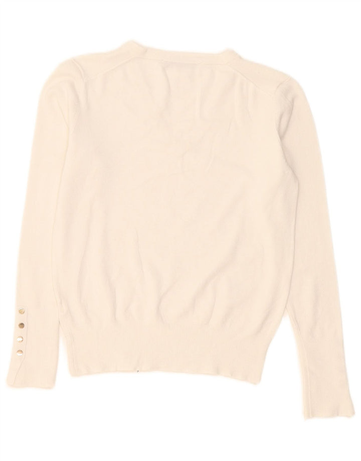 Zara Womens V-Neck Jumper Sweater UK 12 Medium White