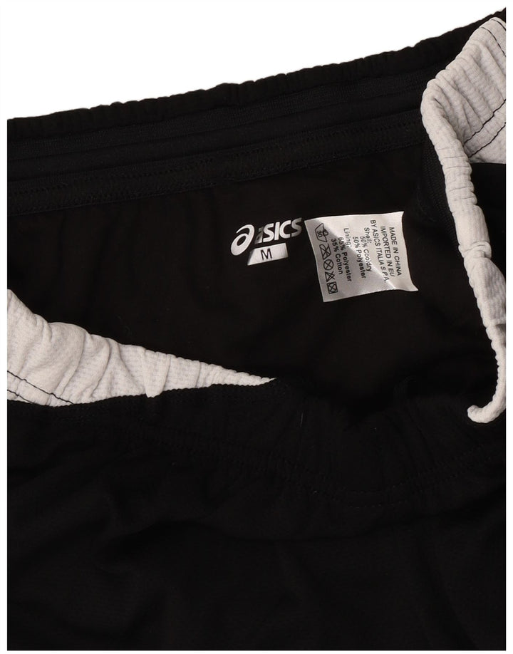 Asics Womens Sport Shorts UK 12 Medium  Black Colourblock Cotton