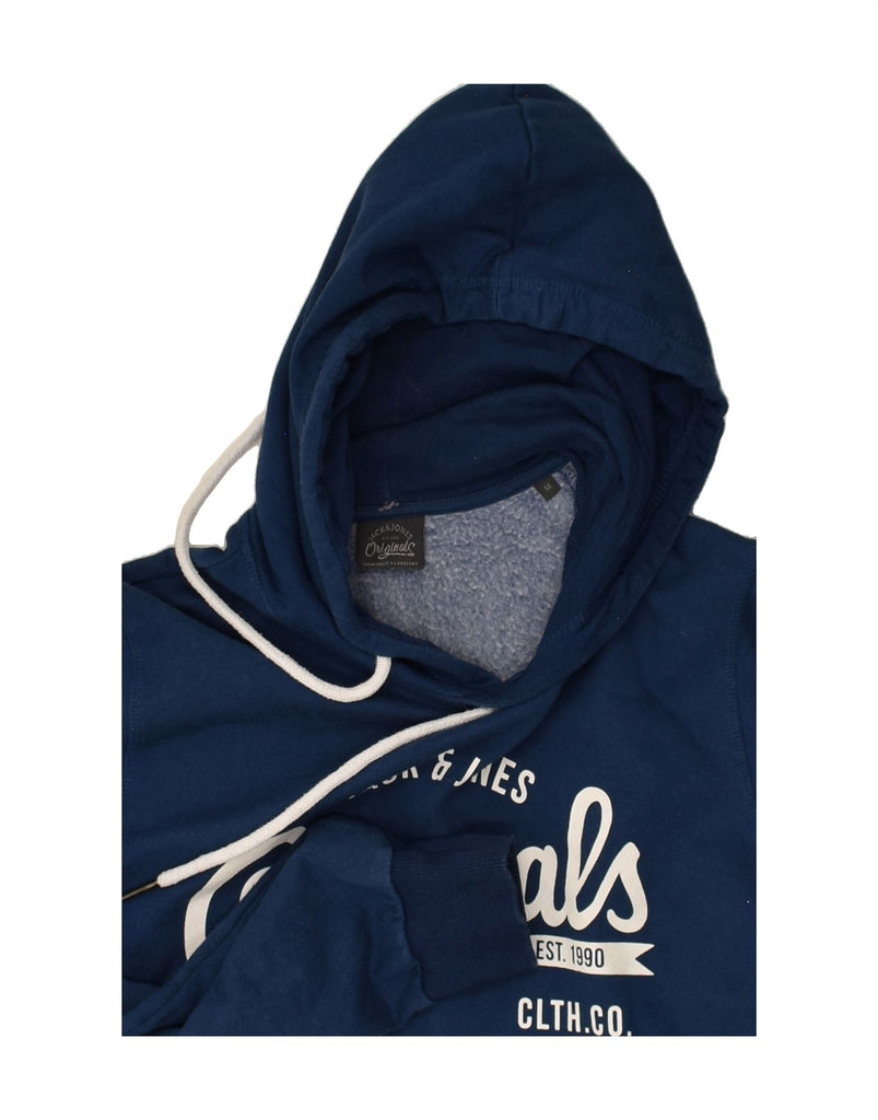 JACK & JONES Mens Graphic Hoodie Jumper Medium Navy Blue Cotton | Vintage Jack & Jones | Thrift | Second-Hand Jack & Jones | Used Clothing | Messina Hembry 