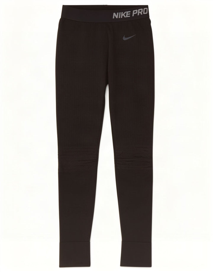 Nike Womens Graphic Leggings UK 10 Small Black Polyester