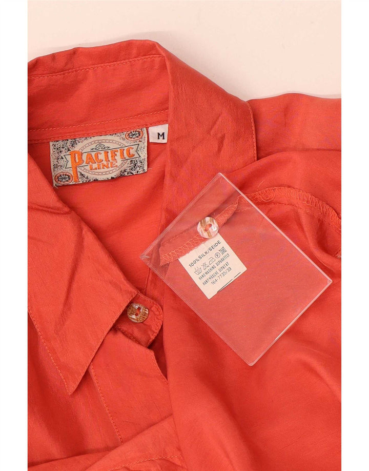 Vintage Womens Shirt Blouse UK 14 Medium Orange Silk