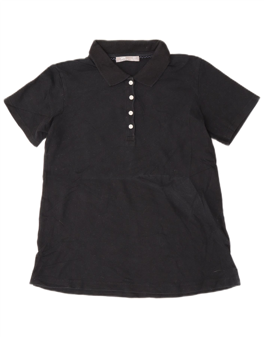Lee Womens Riders Polo Shirt UK 10 Small Black Cotton