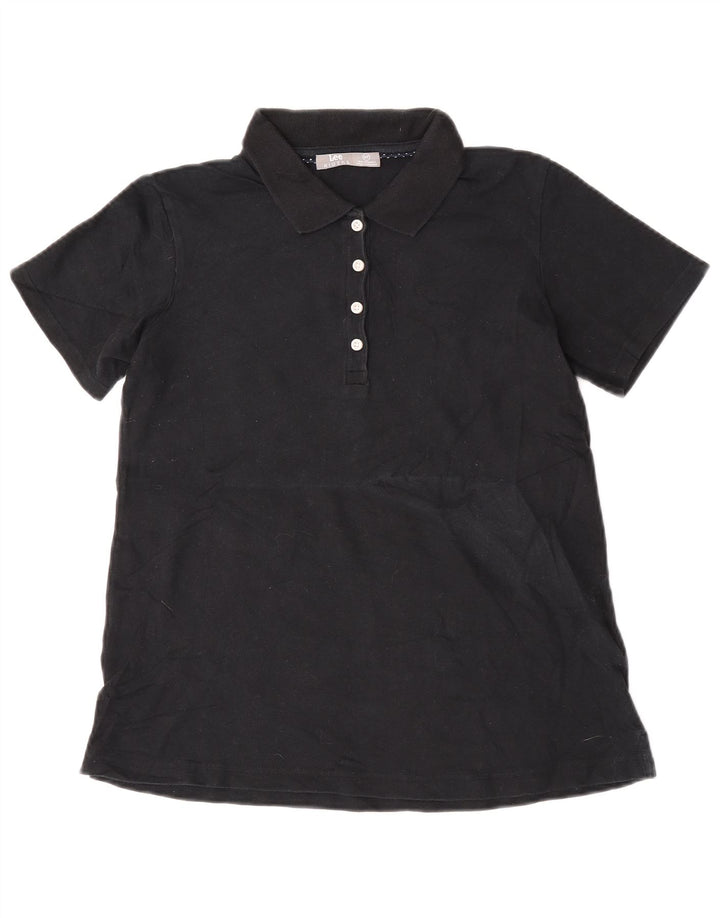 Lee Womens Riders Polo Shirt UK 10 Small Black Cotton
