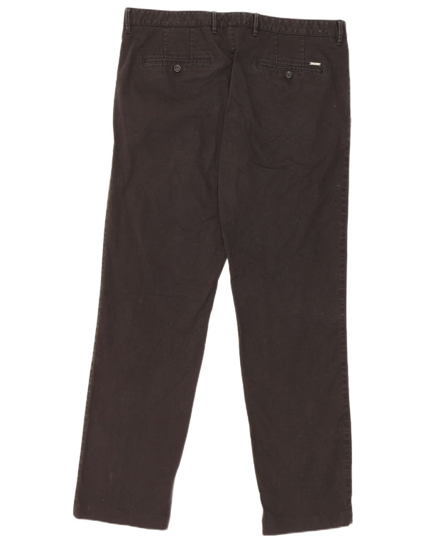 Hugo Boss Mens Straight Chino Trousers W36 L31 Black Cotton