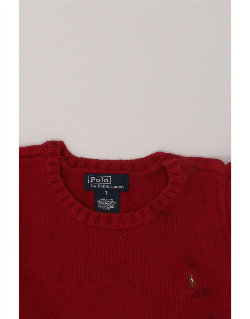 POLO RALPH LAUREN Boys Crew Neck Jumper Sweater 6-7 Years Red Cotton | Vintage Polo Ralph Lauren | Thrift | Second-Hand Polo Ralph Lauren | Used Clothing | Messina Hembry 