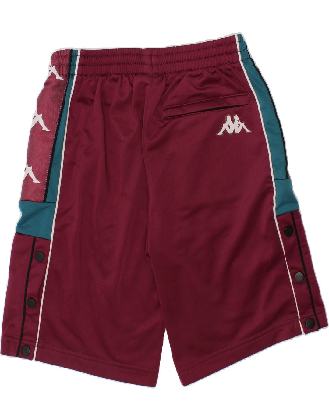 KAPPA Boys Graphic Sport Shorts 7-8 Years Maroon Colourblock Polyester Vintage Kappa and Second-Hand Kappa from Messina Hembry 